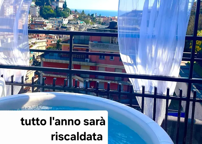 Apartman Sky Garden Maria Jose Liguria - Attico Vista Mare - Terraces - 2 Bagni- 2 Da Letto - Box, Wi-fi, Idromassaggio Free Inteiro Attico Per Voi, Con Ascensore *